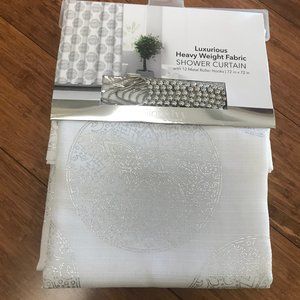 Shower Curtain 72" x 72" White & Silver